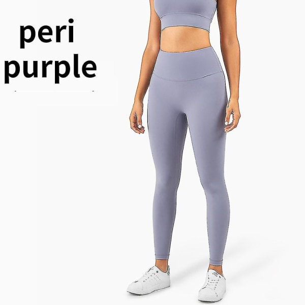 Hög midja naken känsla leggings push up sport kvinnor fitness löpning yoga byxor energi sömlösa leggings gym tjej leggings peri purple XL