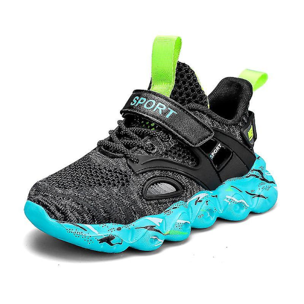 Nya trendiga sneakers för pojkar och flickor, andningsbara löparskor, moderiktiga sportskor 3c907 Black 28