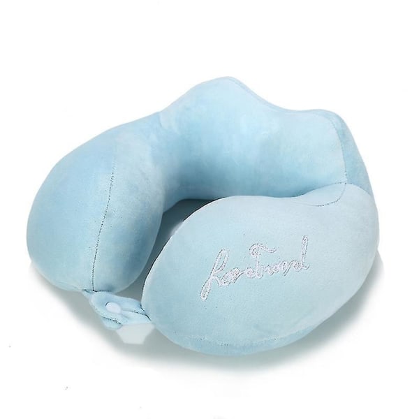 U-formad Nackkudde i Memory Foam Mjuk Långsam Återhämtning Rymd Sängkläder Resekudde Sky Blue