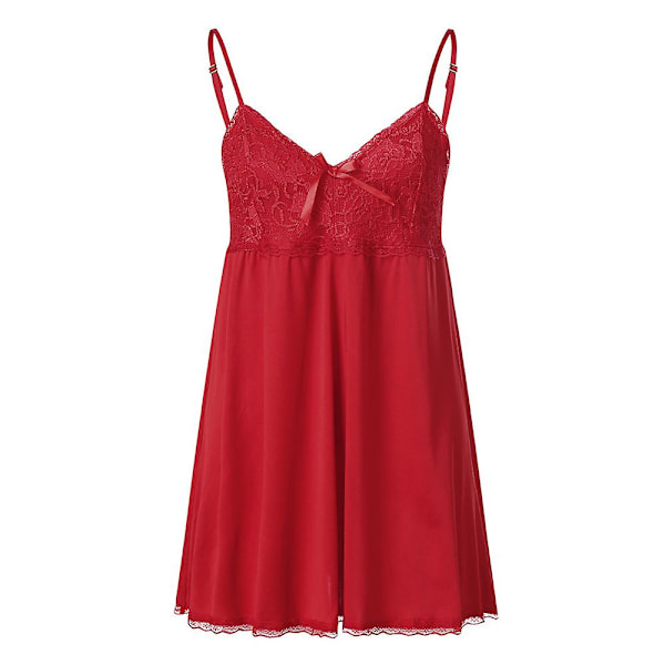 Sexig spetsunderkläder för kvinnor Babydoll V-ringad Sling Nattlinne Rygglös Mini Nattklänning Underkläder Sovkläder Red L