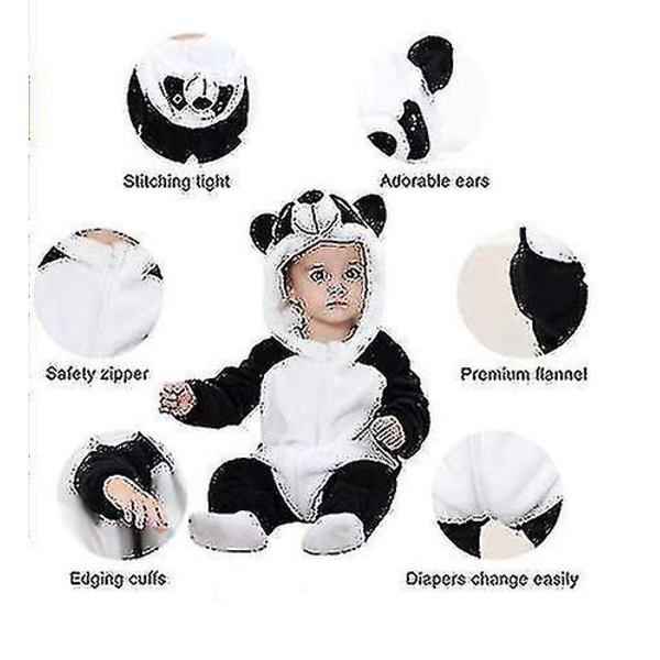 Unisex Dyrekostume Vinter Efterår Flanel Hætte Jumpsuit Panda 80