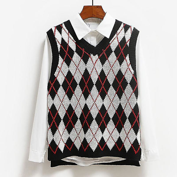 Strikket Vest, Afslappet Pullover Elastisk Sweater Black S