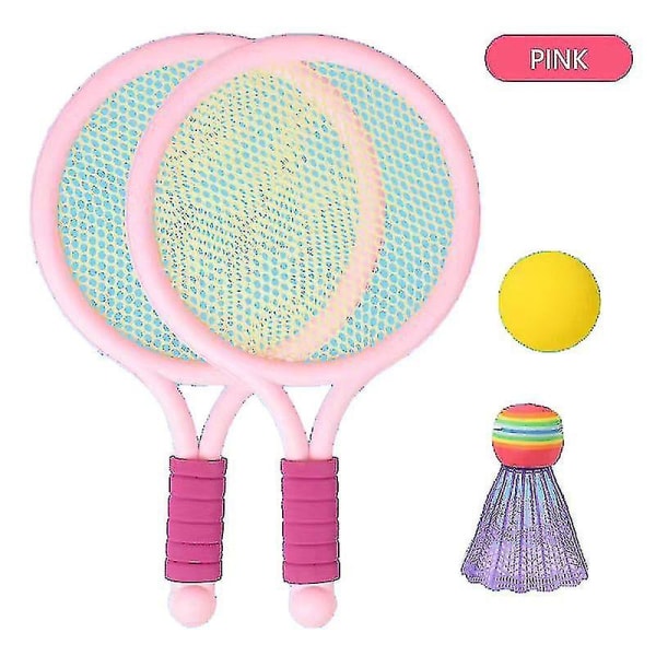 Barnsport Badmintonracket i plast Tennisracket Bollleksak PINK