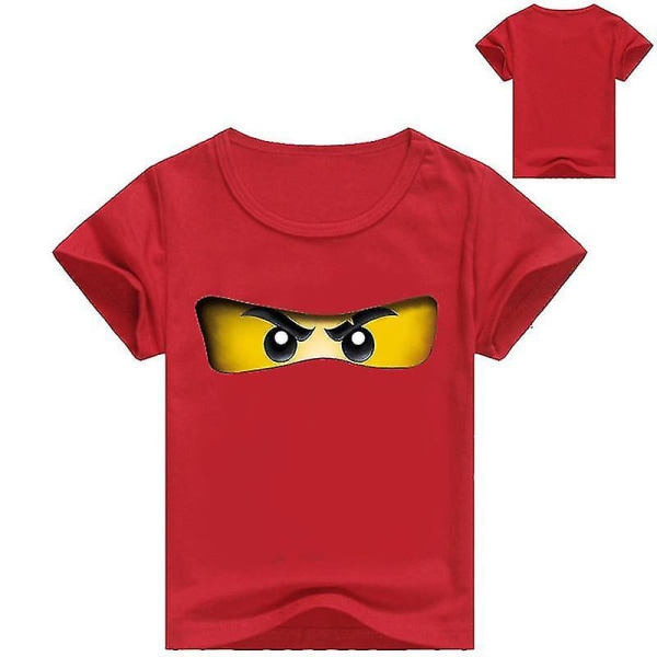 2-13 år 3D-utskrift Ninja pojkar och flickor kortärmad T-shirt barn sommarkläder Red 110cm