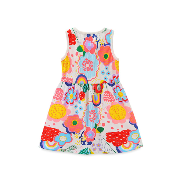 Børn Piger Blomsterprint Ærmeløs Tanktop Kjole Sommerferie Afslappede Kjoler 3-4 Years