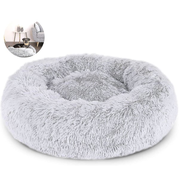 Lemmikkisänky kissoille ja koirille, pyöreä pehmoinen koiranpeti, donitsin muotoinen kissanpeti, väri ja koko valittavissa dark gray 40cm