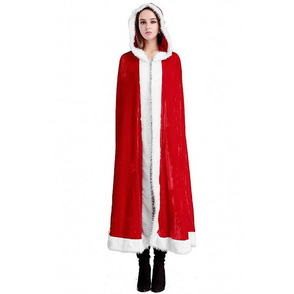 4 Kokoa Sametti Punainen Hupullinen Viitta Seksikäs Joulupukin Cosplay Joulupuvut Naiset Karnevaali Juhlat Klubi Vaatteet Talvi Lämmin Päällystakki M 100cm