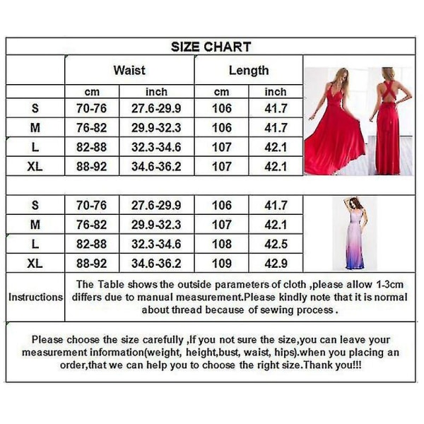 Dame Multiway Wrap Bandasje Lang Kjole Konvertibel Boho Aftenkjole For Selskaper Brudepiker Red L