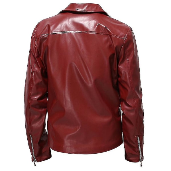 Herrhöst Pu All-match Casual Lapel Motorcykel Läderjacka S Red