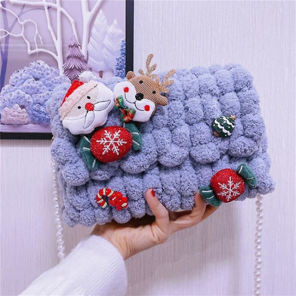Julemote Ryggsekk DIY Håndvevd Veske Kawaii Liten Firkantet Veske Håndsøm Gaver Til Kjæreste Skrå Skulderveske DIY manual 04