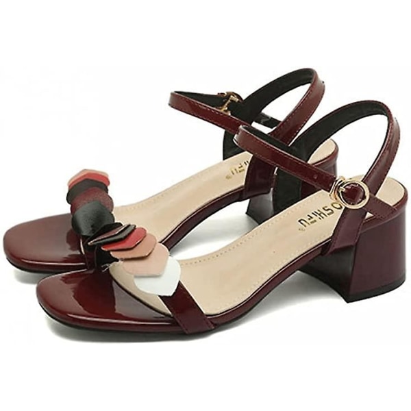 Sandaler for kvinner - lette sandaler med åpen tå Wine Red 34
