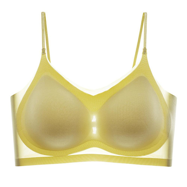 Naisten erittäin ohut jääsilkkinen rintaliivi kesään, hengittävä, kohottava, viilentävä, mukava, saumaton braletti-alusvaate, plus-koko Light Yellow M