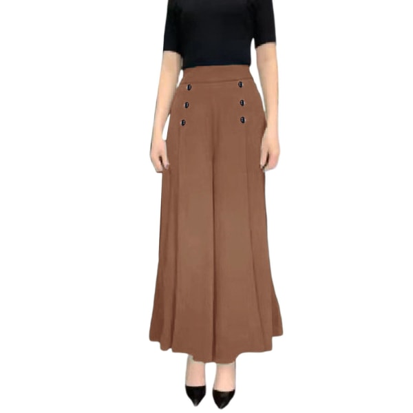 Dambukser med vide ben, avslappede arbeidsbukser, rette bukser, lange, brun Brown 2XL