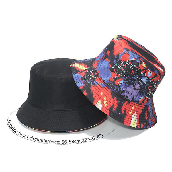 3D Hopfällbar Bucket Hat med Bred Brätte, Solhatt med Färgtryck, Lättvikt A E 56 58cm