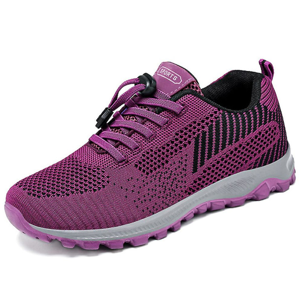 Kvinnor Sneakers med snörning Mesh som andas Casual Löpning Fitness Gym Sneakers Mjuksulor Promenadsportskor Purple 39