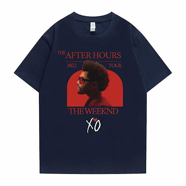 The After Hours Tour The Weeknd X'o Grafisk T-skjorte Mann Nyhet Bomulls T-skjorter Menn Kvinner Mote Sommer Oversized T-skjorte Navy M