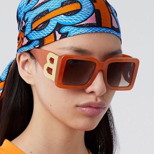 Nya Mode Överdimensionerade Bokstaven B Fyrkantiga Lyxiga Trendiga Solglasögon Dam Herr Retro Rektangulära Solglasögon Trendiga white