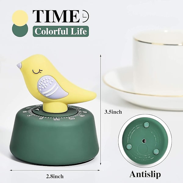 Kökstimer Mekanisk Uppdragning 60 Minuter Timer Söta Djur Matlagningstimer För Barn Hantera Tid, Bakning Yellow Bird