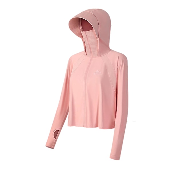 Lös Hooded Mask Solskyddskläder Andningsbara Mjuka Långärmade Kläder För Sportaktiviteter Pink Classic