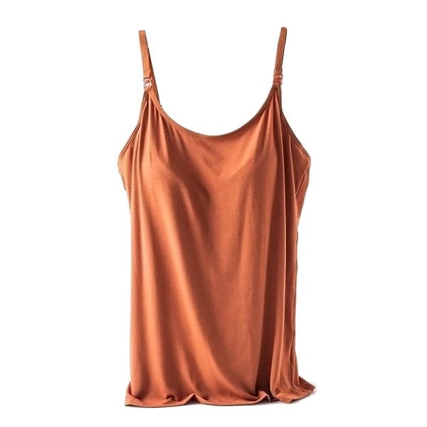 Gravide Kvinner Ammeundertøy Camisole Maternity Justerbare Stropper Innebygd Pad Vest Topp Underskjorte Loungewear Orange L