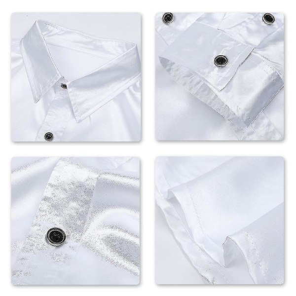 Herre Casual Mode Skinnende Langærmet Slim-fit Formel Skjorte White S