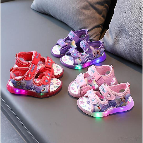Børnesandaler Pige Prinsesse Sandal Frost Elsa Sommer Åndbar Lysende Børn Piger Sports Sandaler Sko picture color3 25