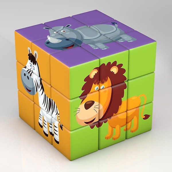 3x3x3 Magic Puzzle Cube Dinosaurie Djur Lejon Bilmönster Kub Barnpresenter Pedagogiska leksaker Animal 1