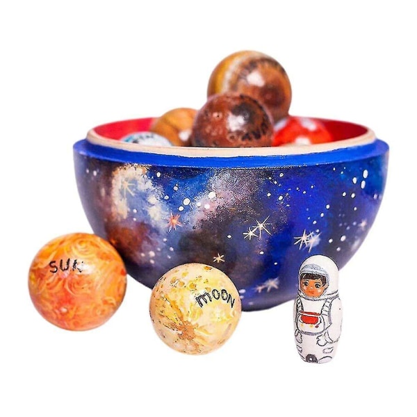Solar System Cosmos Planet Set Träprydnader Barn lärande leksaker