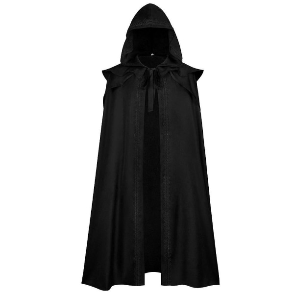 Huvtröja - Medeltida renässans gotisk kappa för Halloween Cosplay, föreställningar och film/tv-kostymer Black 5XL