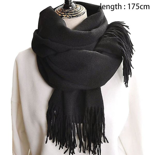 Dame Tørklæde Tæppe Tørklæde Dame Cashmere Følelse Cashmere Sjal Black