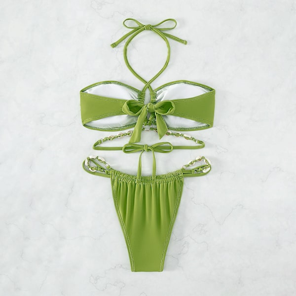 Slank Sexet Hul Skal Bikini Kvinder Snøre Skal Strop Bikini 2 stk. Push Up Badedragt Badetøj M