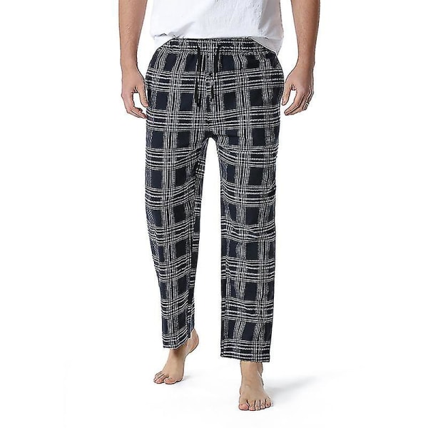 Bomullsvevde pyjamasbukser for menn, rutete lette lounge-sovebukser COLOR 8 XL