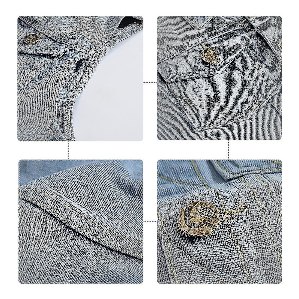 Klassisk denimväst för män, riven, gyllene knappar, ärmlös väst Light Blue XL