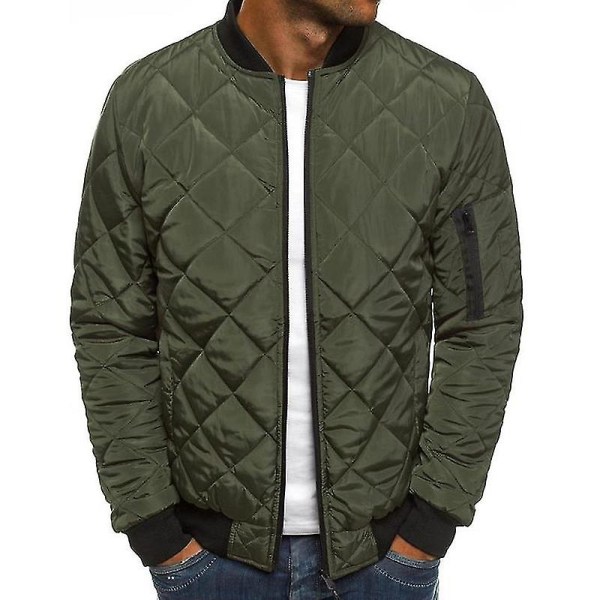 Herre Vatteret Foret Puffer Jakke Bomber Jakke Overtøj Toppe Army Green XL