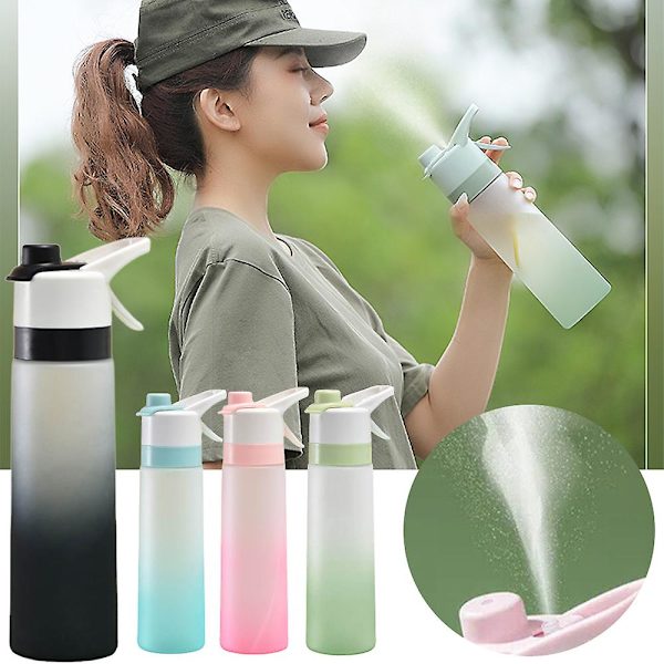 700 ml Spray Vandflaske Bærbar Gradient Frosted Flaske Udendørs Sports Drikkekop Pink