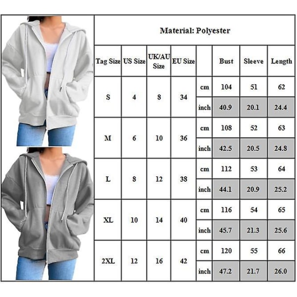 Dam Sweatshirt Hoodies Jacka Enkel Vardaglig Lös Jogging Huvjacka Långärmad Hel Dragkedja Dragsko Black M