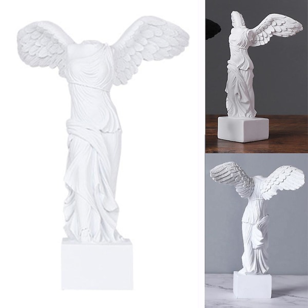 Grekisk Victory Winged Goddess Resin Staty Europeisk konst Skulptur dekor White