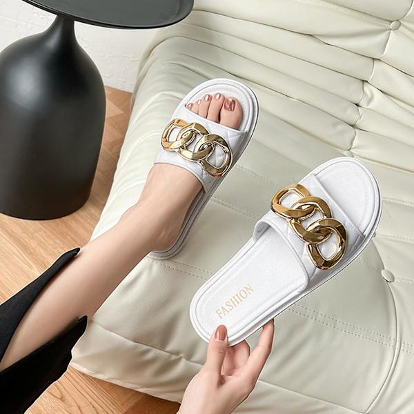 Sommarsandaler för damer, halkfria, snabbtorkande, tjocka lågklackade tofflor, födelsedagspresenter till damer White 38-39