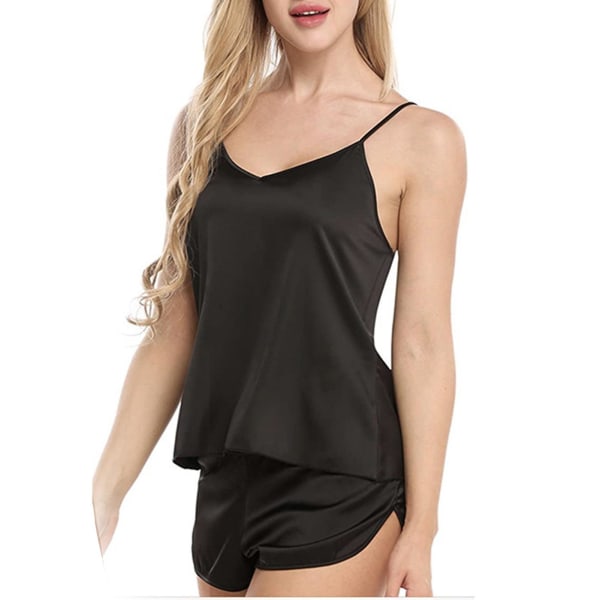 Sovkläder Sexig Underklädesset Glansig Satin Slim-fit Underkläder För Unga Kvinnor Damer Vuxna Black S