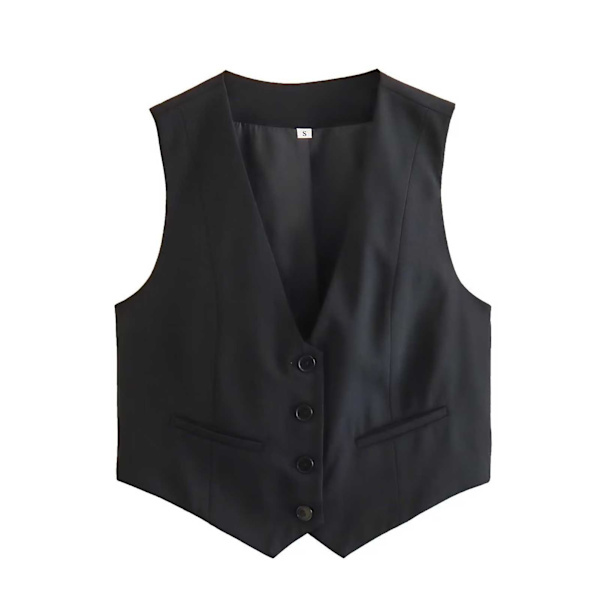 Dame Mode Vest Elegant V-hals Sommer Ærmeløse Veste Til Daglig Shopping Outfit Black M