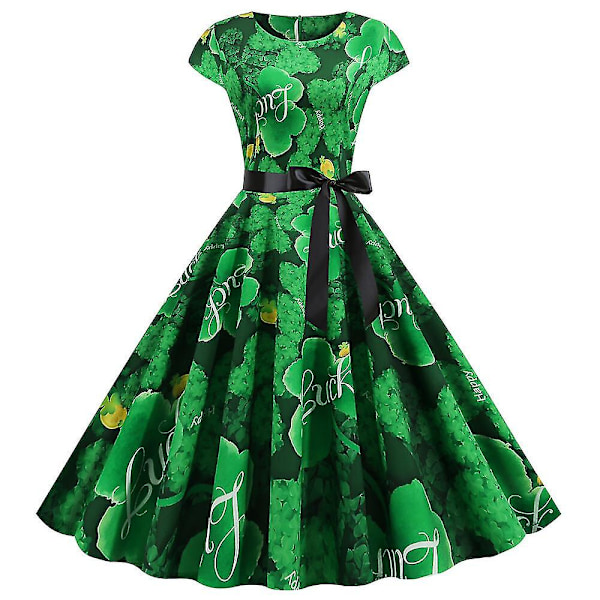 Naisten St. Patrick's Day Retro Lyhythihainen Iso Hame Mekko S