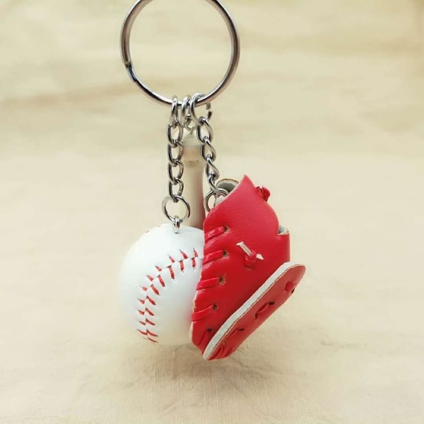 Baseball Nøkkelring For Gutt Lær For Menn Inkludert Hatt Og Balltre, Trener Gave style 4