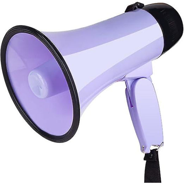 Bærbar Megafon Bullhorn 20 Watt Effekt Megafon Høyttaler Stemme Og Sirene/alarm Moduser Med Volumkontroll Og Stropp Purple