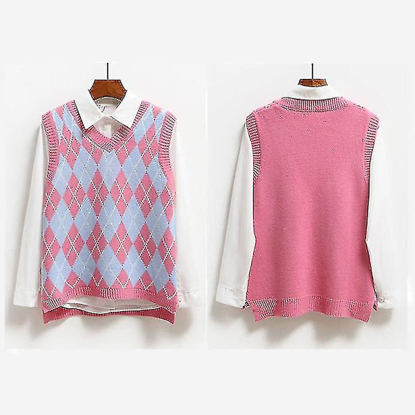 Strikket Vest, Afslappet Pullover Elastisk Sweater Blue M