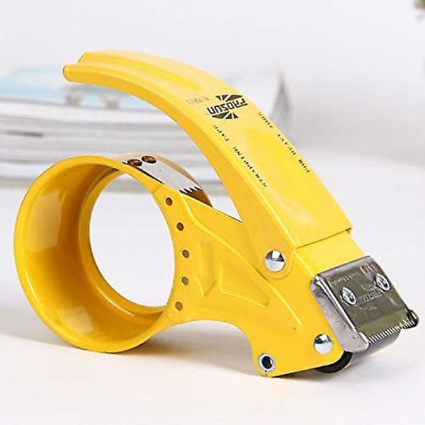 Kraftig Handhållen 2\" Tum Tejpdispenser i Metall - Försegling, Med Skärare & Backspärr (tejp Ingår Ej) (1-pack Gul)