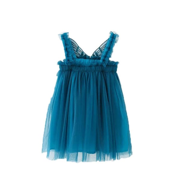 Fjärilsvingklänning för små flickor, klänning med älvvingar i tyll och tyll BLUE 100