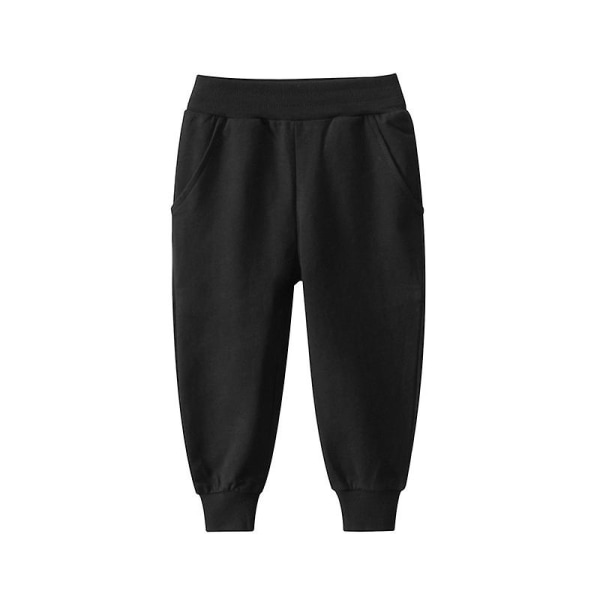 Pojkar Småbarn Bomull Aktiv Jogger Sweatpants, Barn Casual Athletic Solid Pocket Pull On Byxor black 120CM