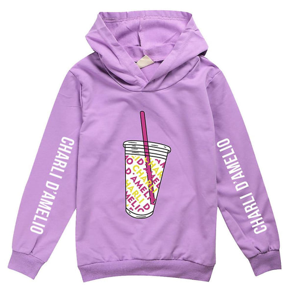 Barn Pojke Flicka Tryckt Sport Hoodie Huvtröja Pullover Sweatshirt Casual Hoody Jumper Toppar Purple 14-15 Years