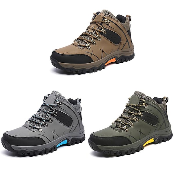 Vinterstövlar för män Varma skor Varmt läder Vattentäta kalla snöstövlar Utomhus Bomullssneakers Nya Khaki 41