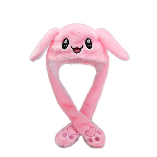 Plys Hat Med Bevægelige Lange Kaninører Pink